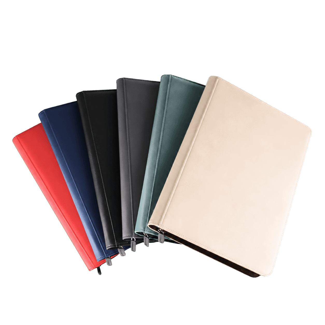 Lineup of zippered collector binders